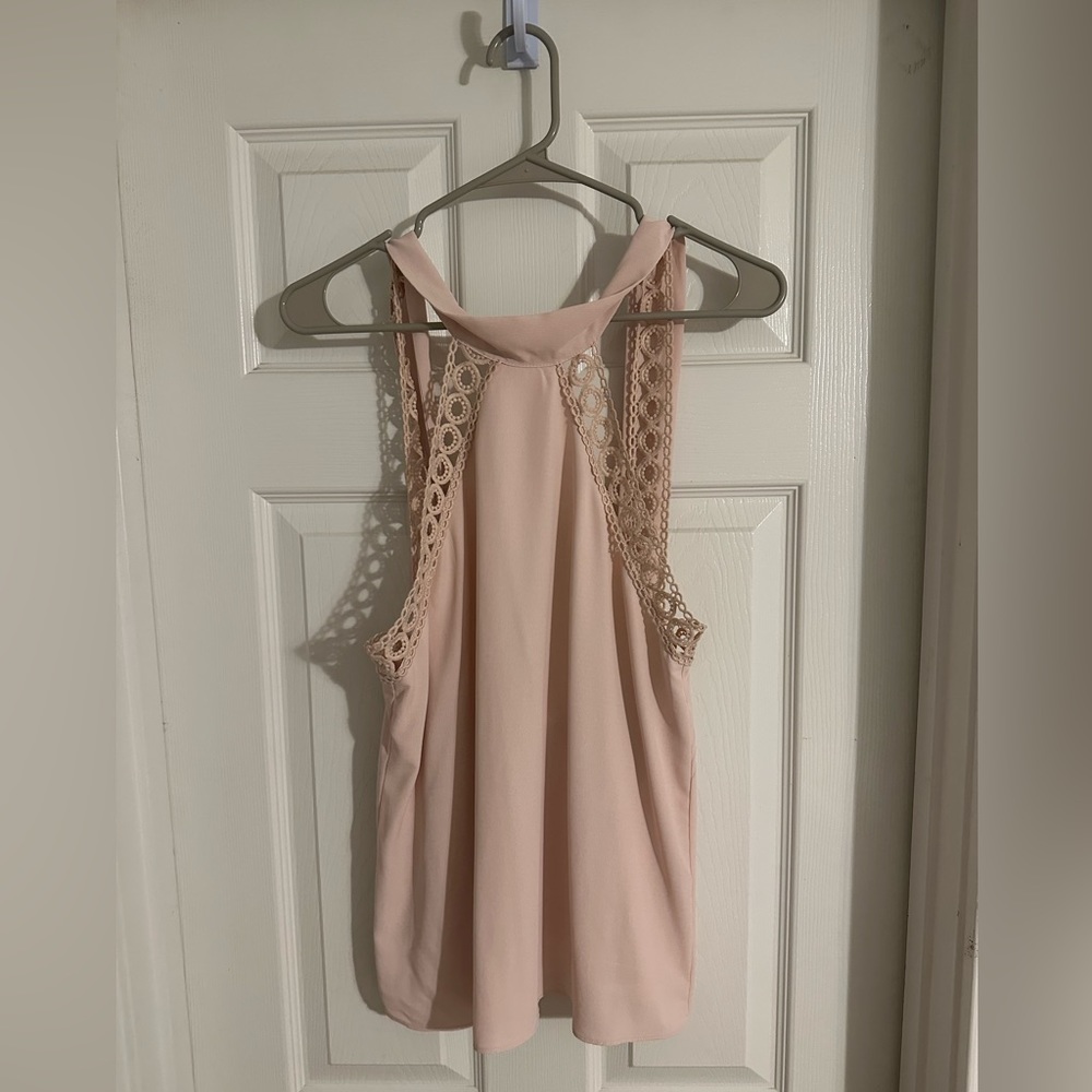 Lulus baby pink open back blouse